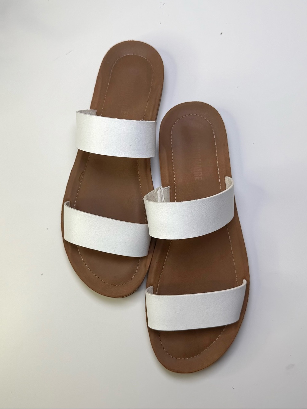 Cushionaire Women's Imelda 2 Band Slide Sandals  Memory Foam in White, Size 10